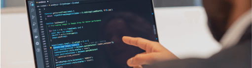 Image of a Developer pointing at screen