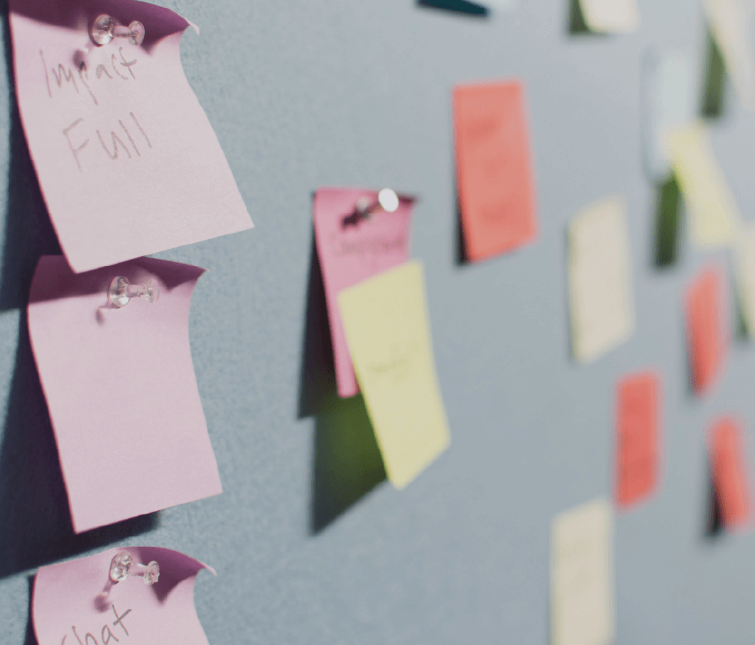post-it notes on a board