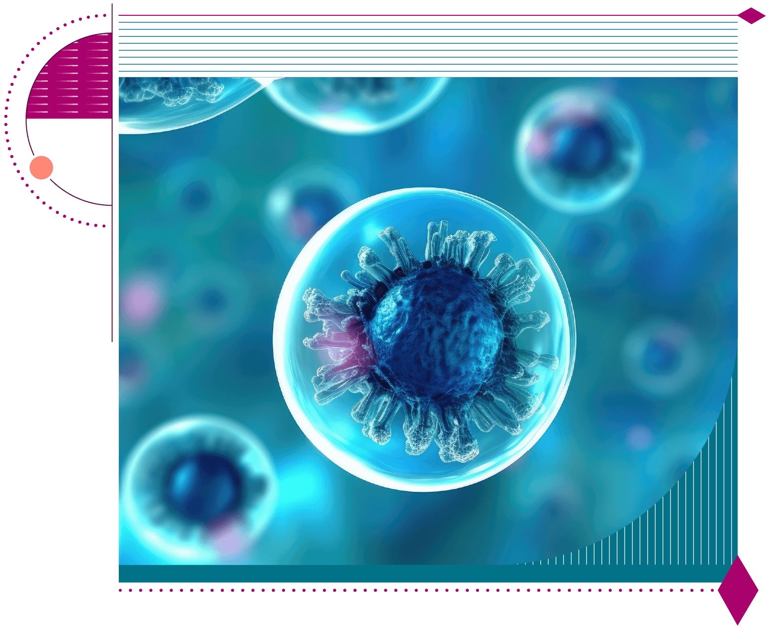 RSV vaccine graphic: Microorganism under a microscope